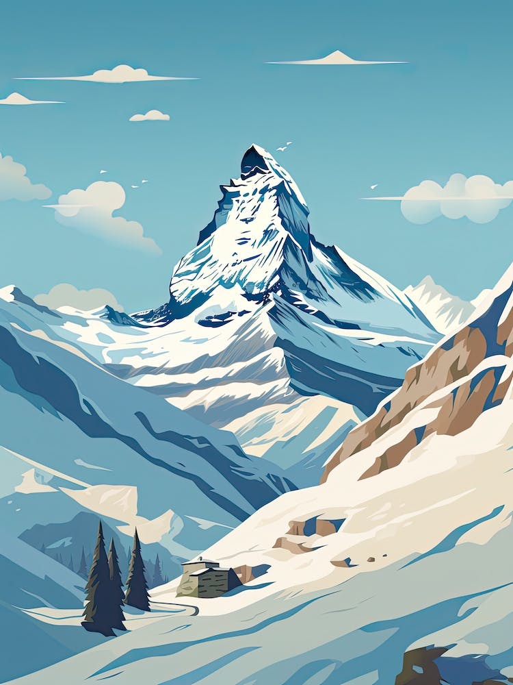 Zermatt   Switzerland, Ski Resort Illustration 1 Simple Style