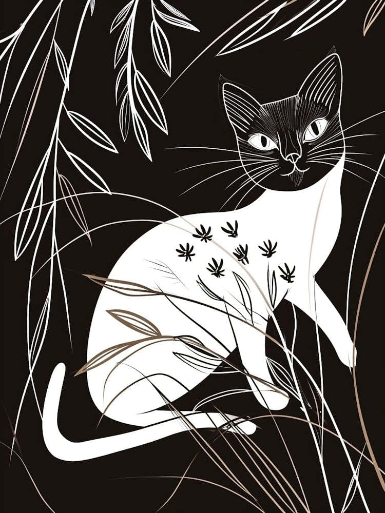 Siamese Cat Minimalist Illustration 4