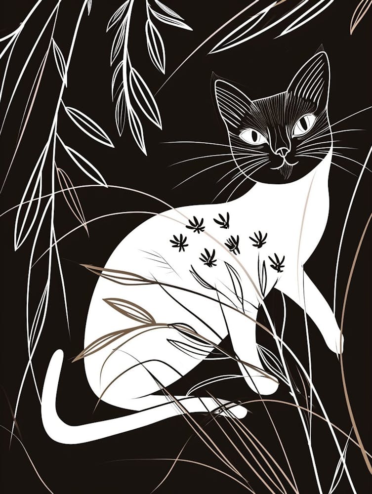 Siamese Cat Minimalist Illustration 4