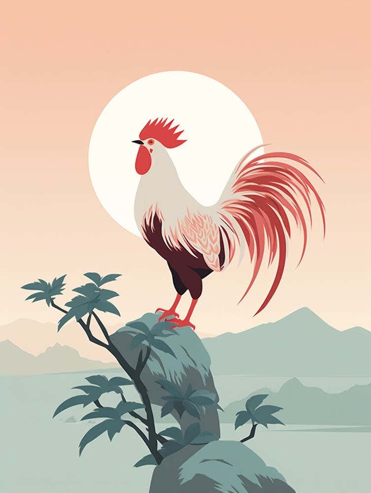 Minimalist Rooster 2 Illustration