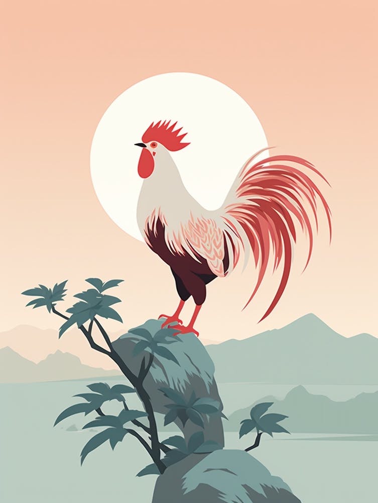 Minimalist Rooster 2 Illustration
