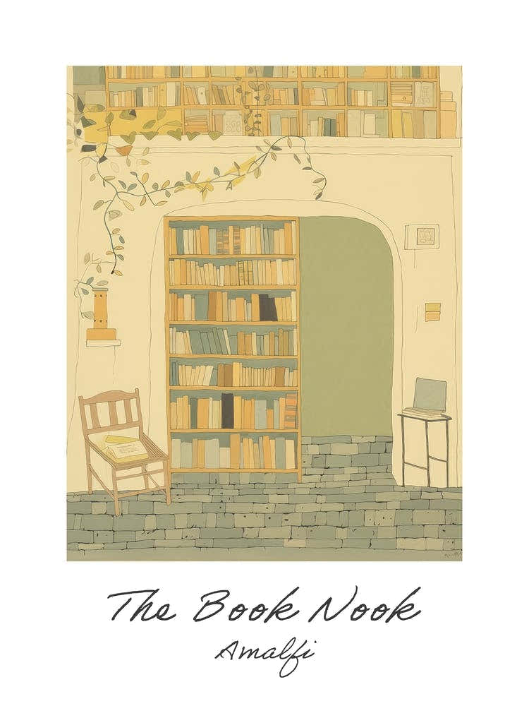 Amalfi The Book Nook Pastel Colours 1 Poster