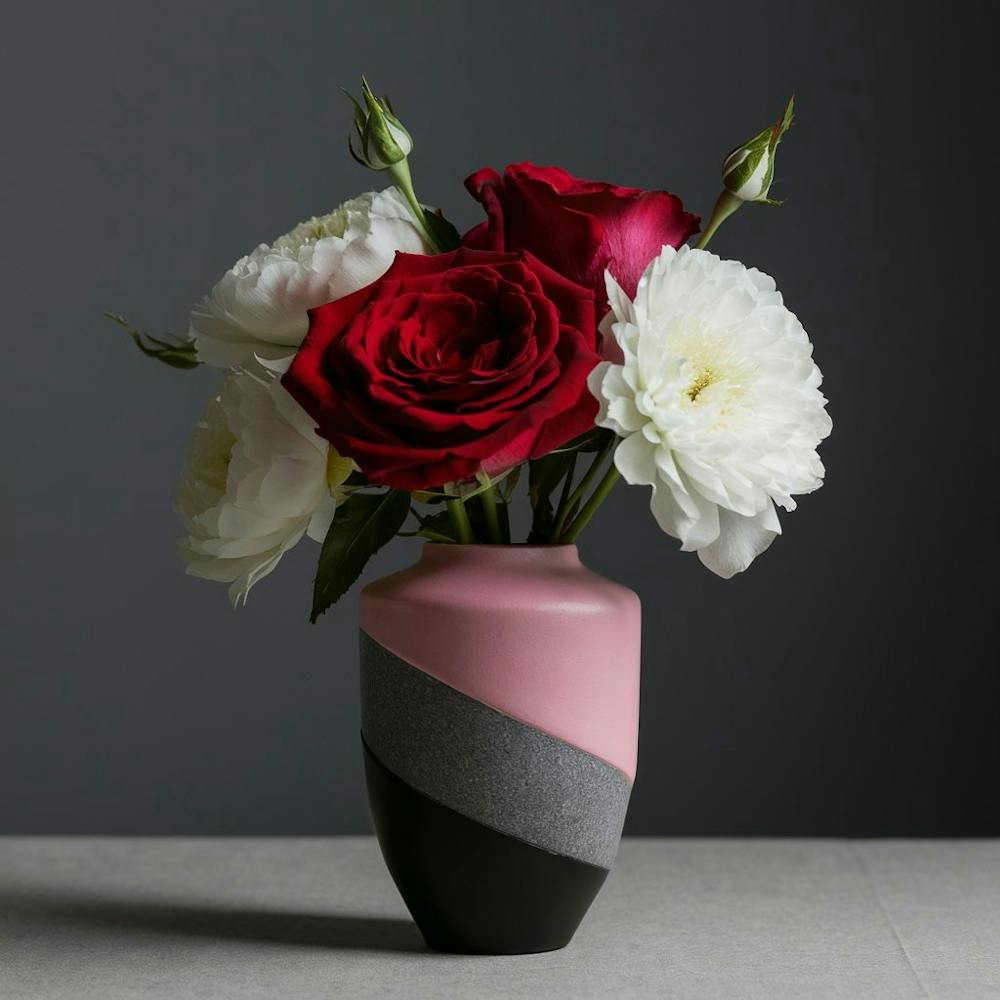 Pink Roses In A Vase 1