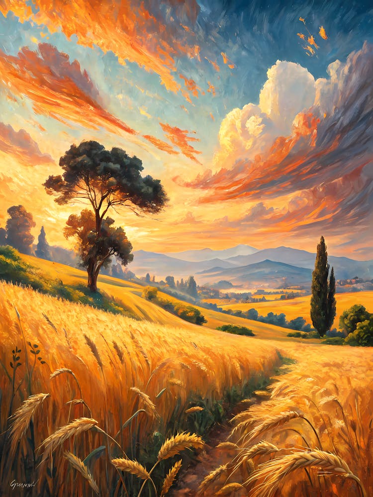 Sunset In Tuscany oil painting