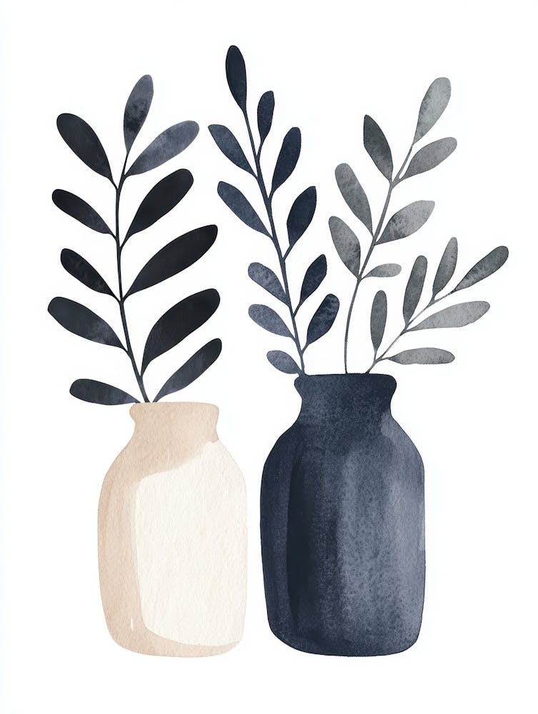 Two Vases With Leaves 7