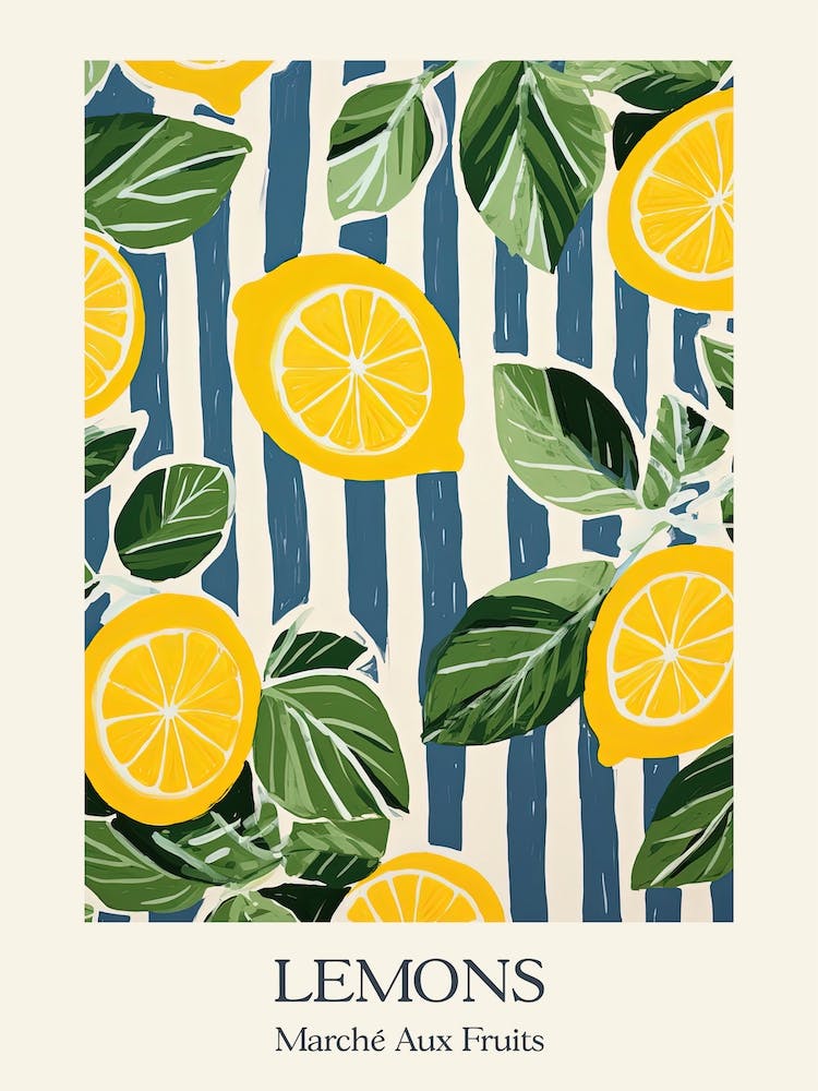 Marche Aux Fruits Lemons Fruit Summer Illustration 1