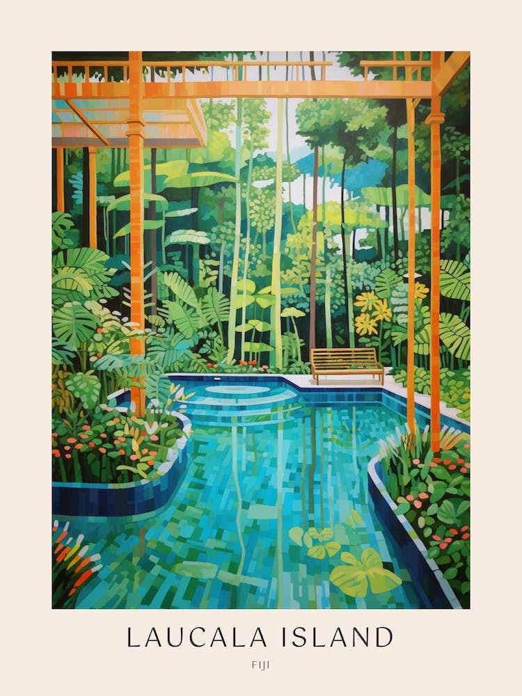 Laucala Island, Fiji 2 Midcentury Modern Pool Poster