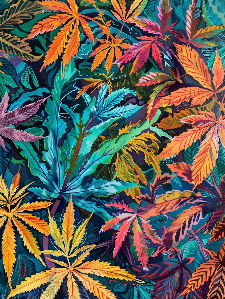 Colorful Marijuana Leaves