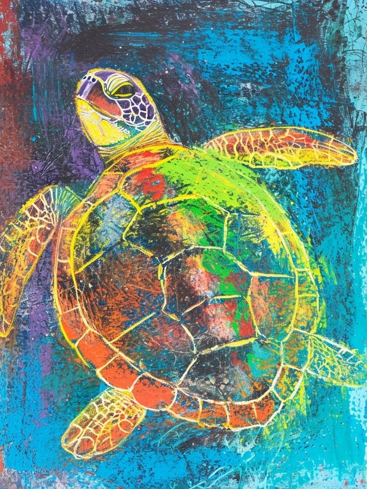 Rainbow Turtle Scribble Crayon Drawing 4