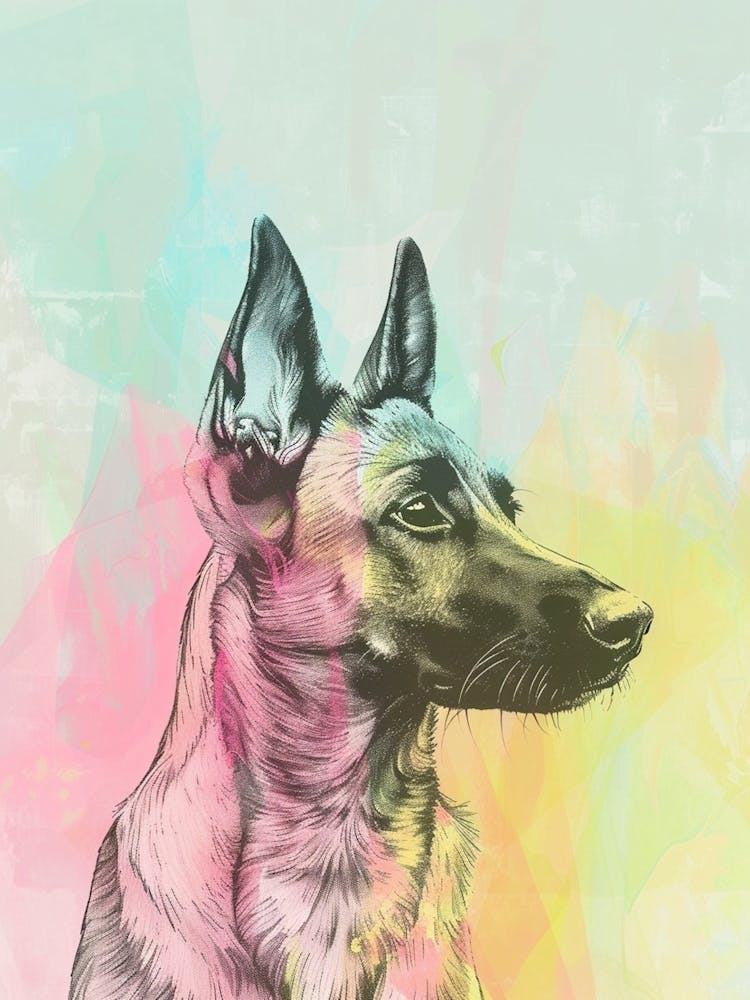 German Shepherd Dog Pastel Line Painting 3