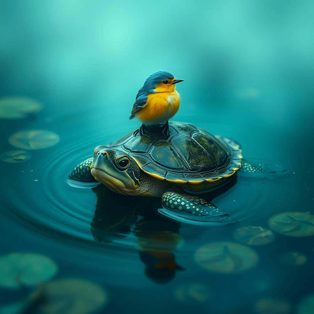 Bird On Turtle