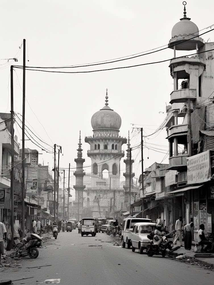 Hyderabad, India, Black And White Old Photo 2