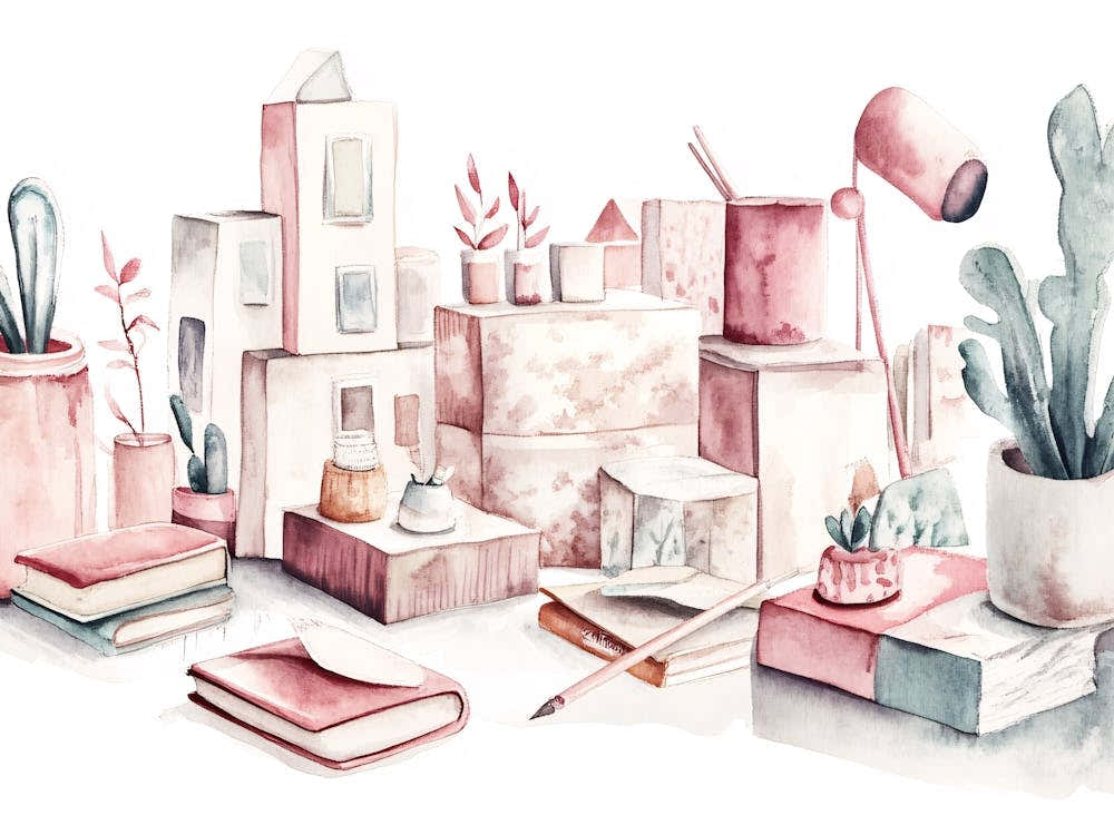 Watercolor Illustration Of A Living Room