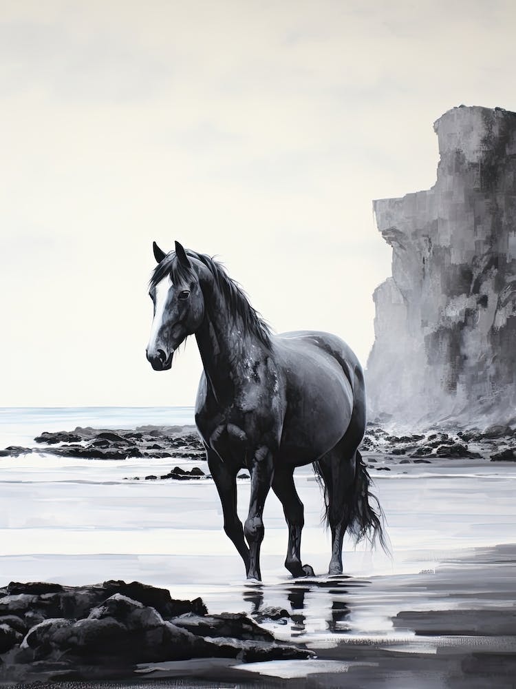 A Horse Oil Painting In Punalu U Beach Hawaii, Usa, Portrait 2