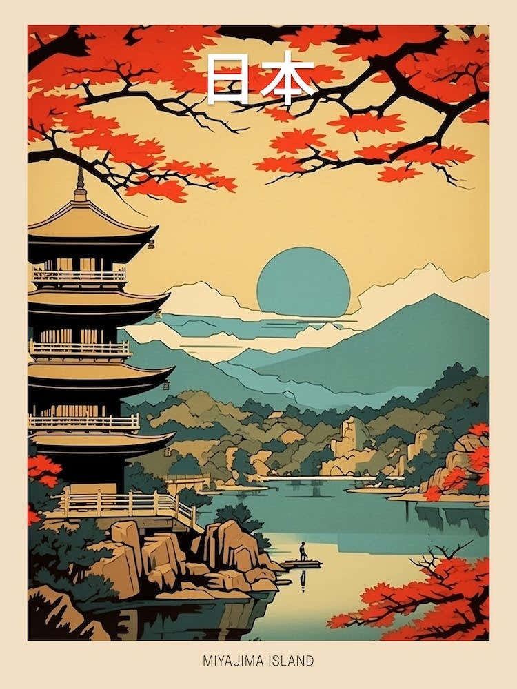 Miyajima Island, Japan Vintage Travel Art 1 Poster