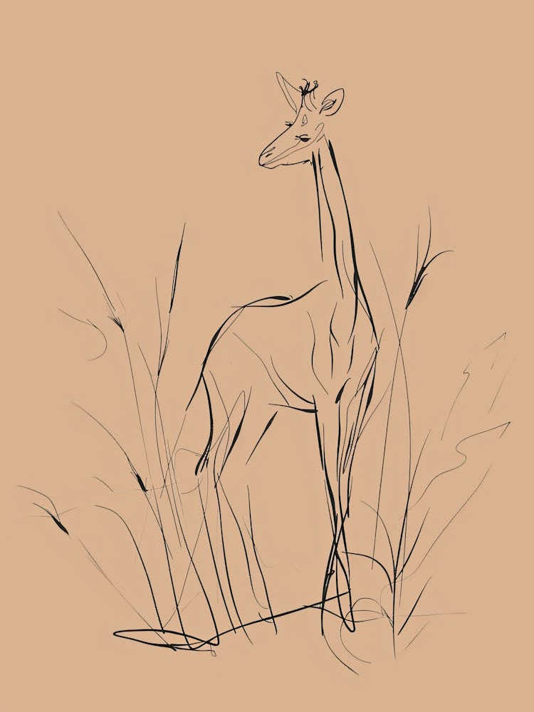 Giraffe - Boho, Line Art 2