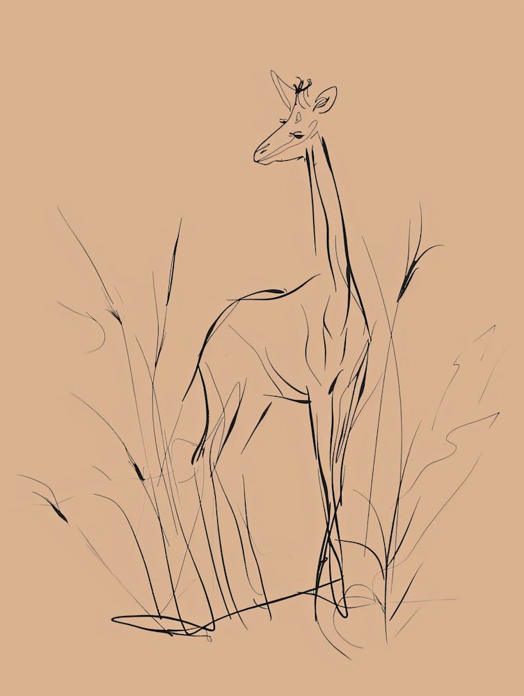 Giraffe - Boho, Line Art 2