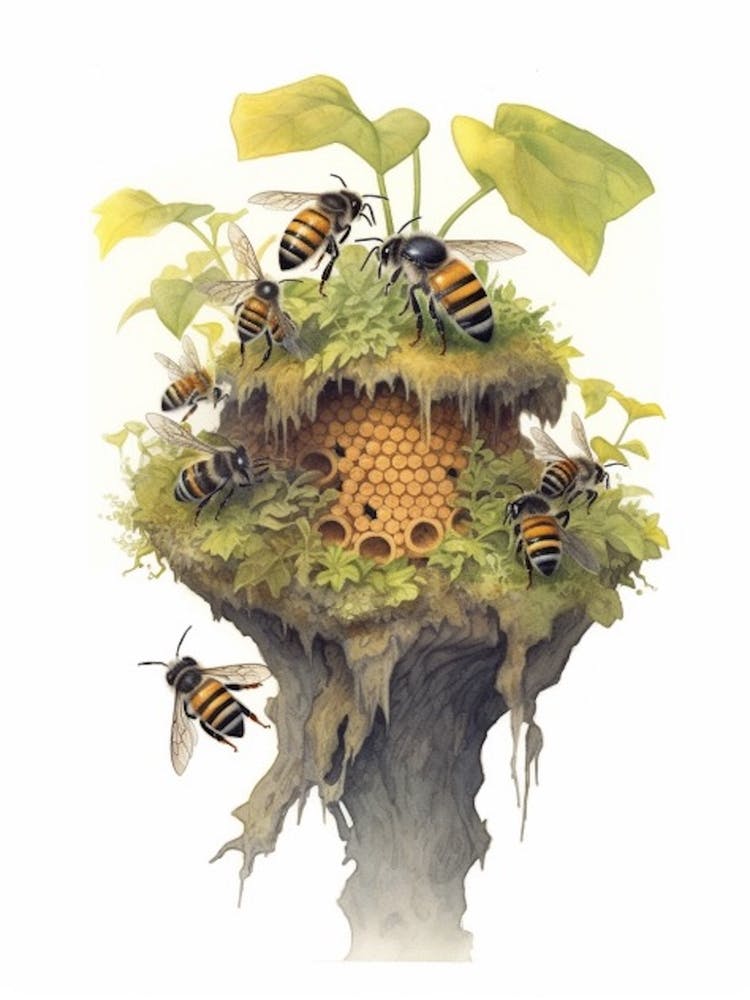 Plasterer Bee Beehive Watercolour Illustration 2