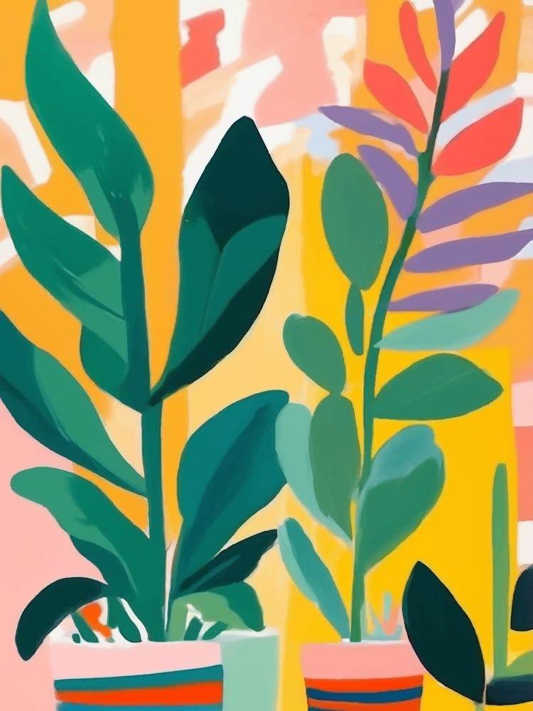 Potted Plants, colorful painting