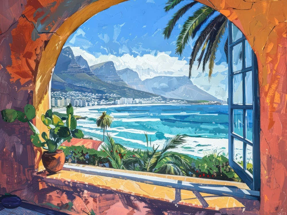 Cape Town From The Window View Painting 4