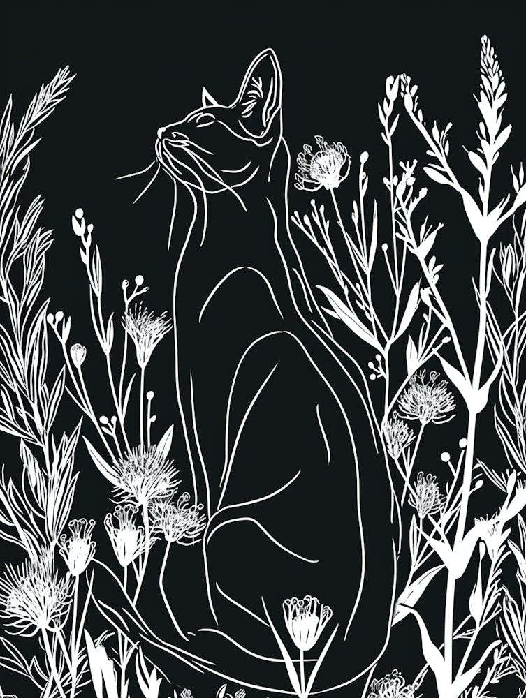 Nebelung Cat Minimalist Illustration 4