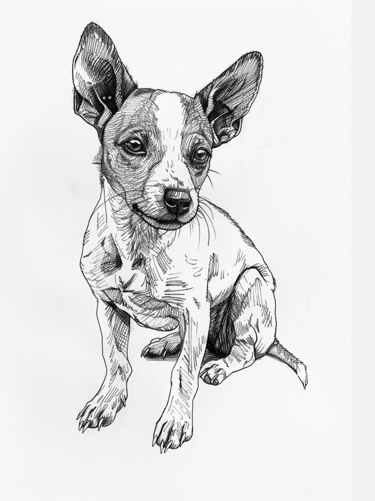 Basenji Dog Line Sketch 1