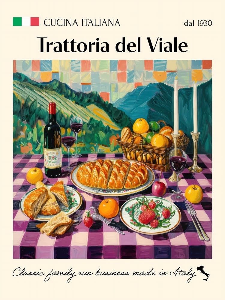Trattoria Del Viale Trattoria Italian Poster Food Kitchen