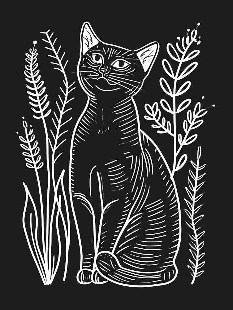 Abyssinian Cat Minimalist Illustration 4