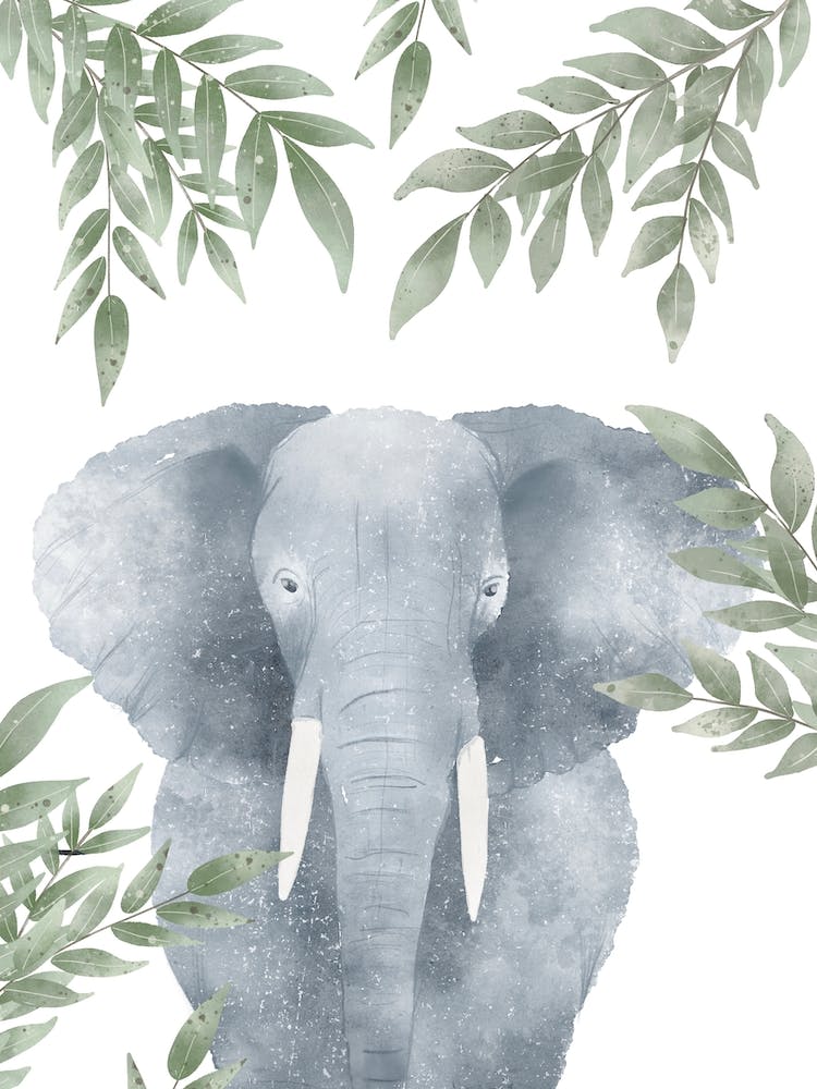 Watercolour Elephant Boho nursery print