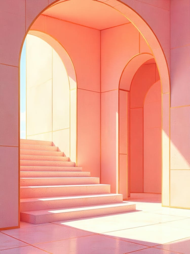 Pink Room With Stairs