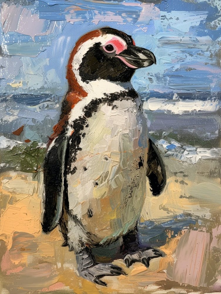 African Penguin Volunteer Point Oil Painting 4
