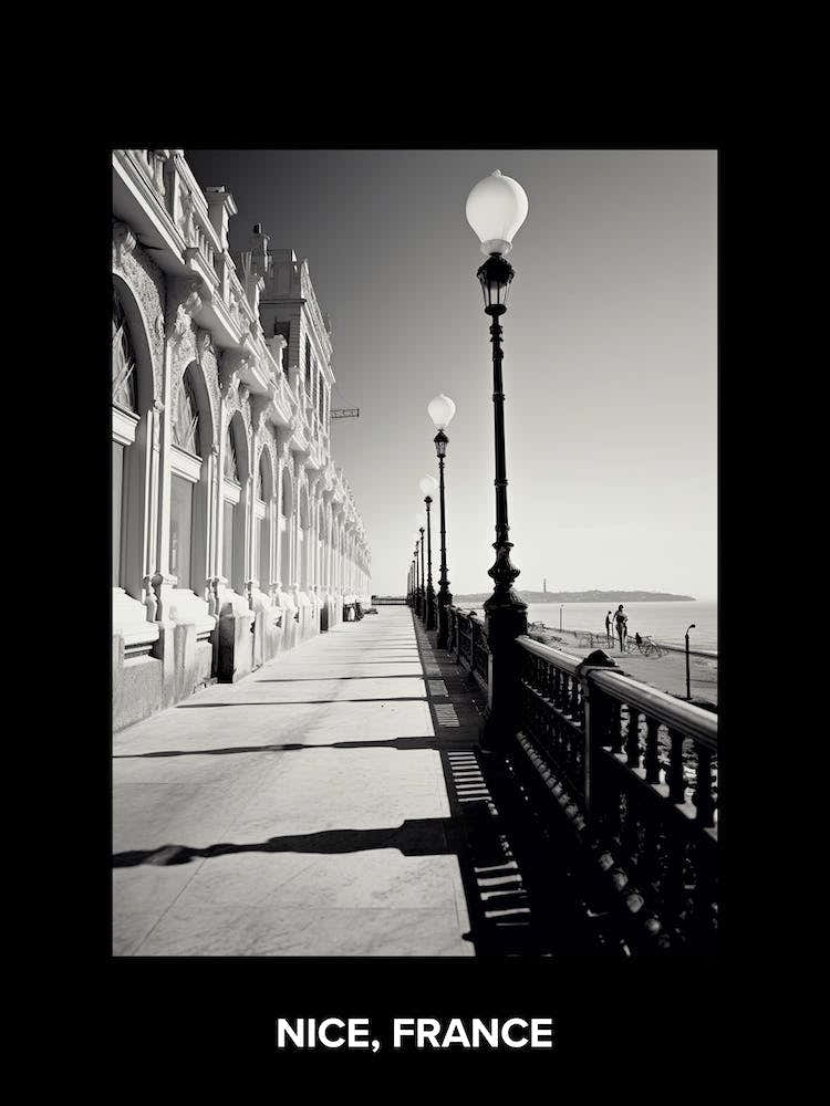 Poster Of Nice, France, Mediterranean Black And White Photography Analogue 4