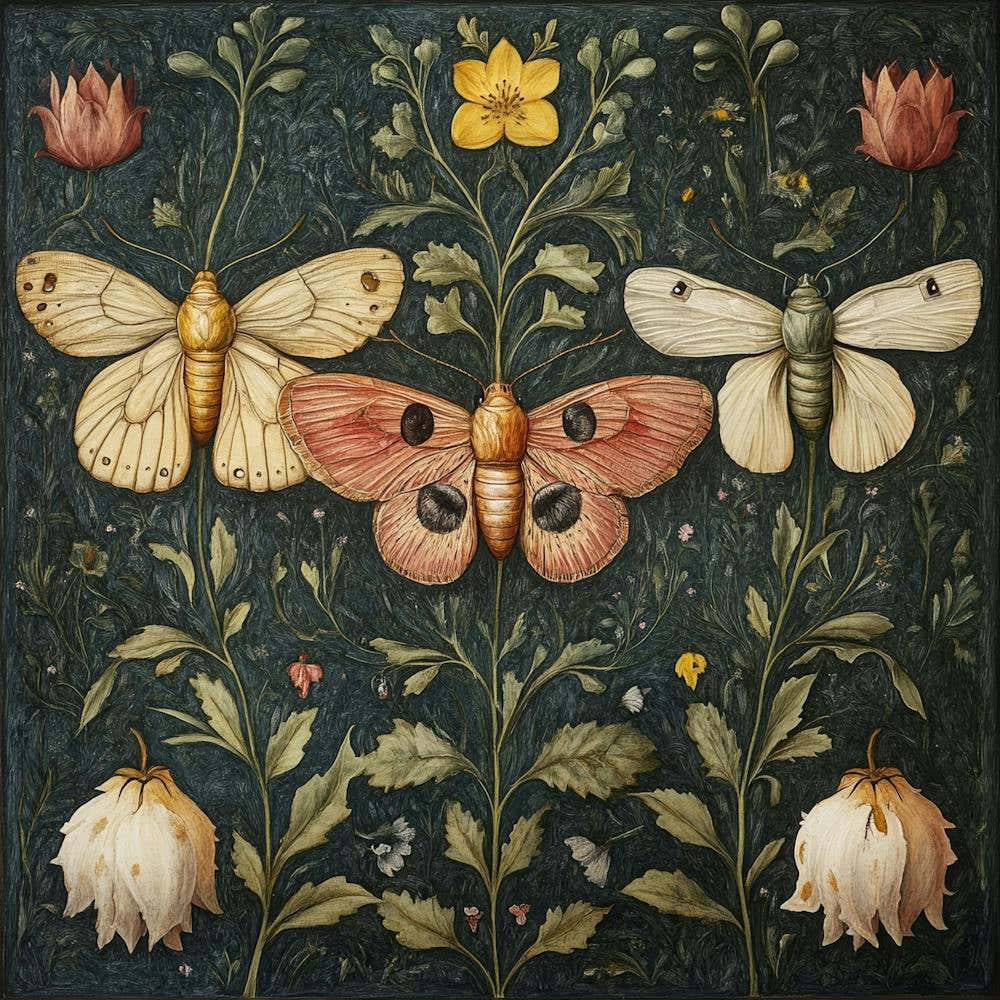 Moths And Flowers Art