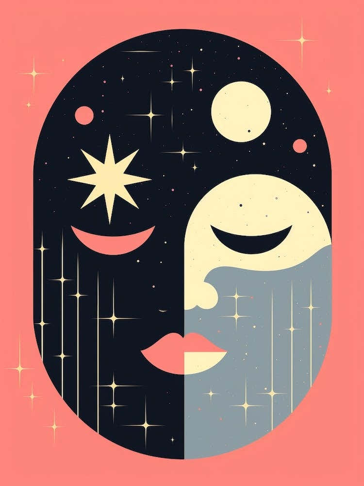 Cute Pastel Moon Digital Illustration  2