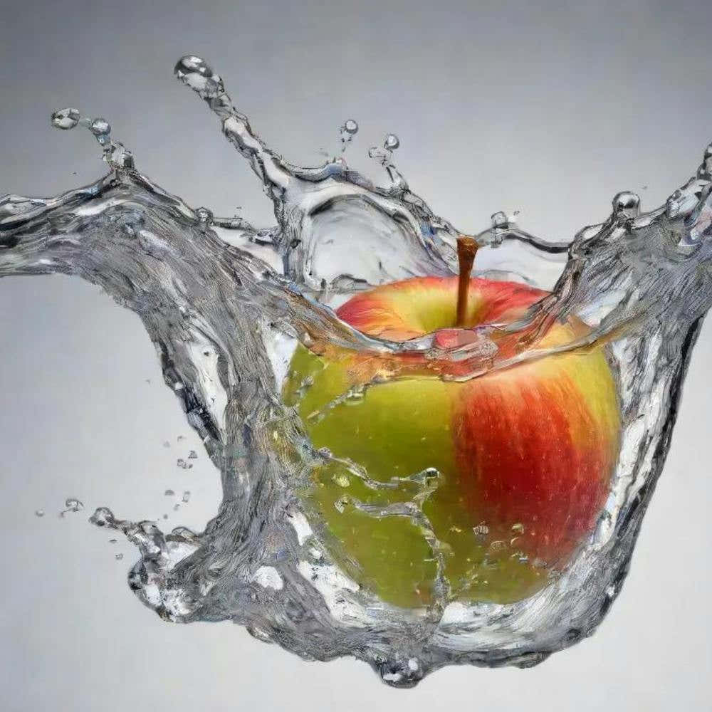 Apple Splashing Water