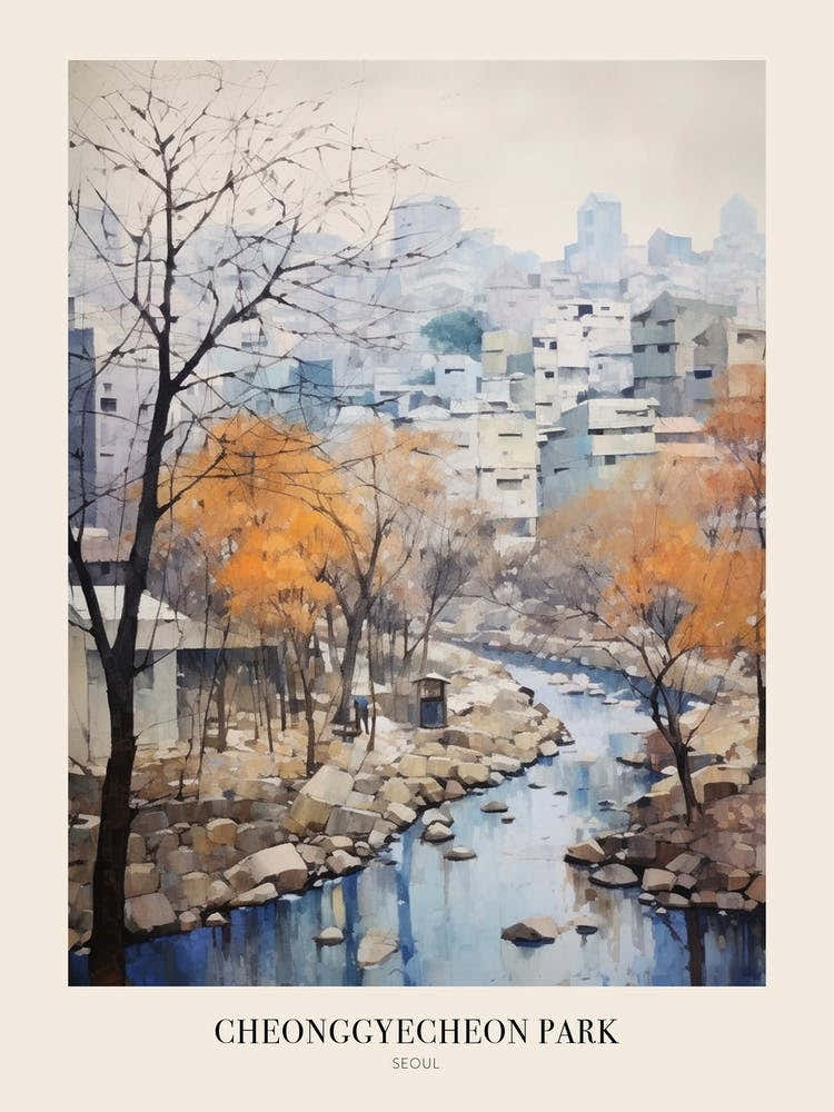 Winter City Park Poster Cheonggyecheon Park Seoul 8