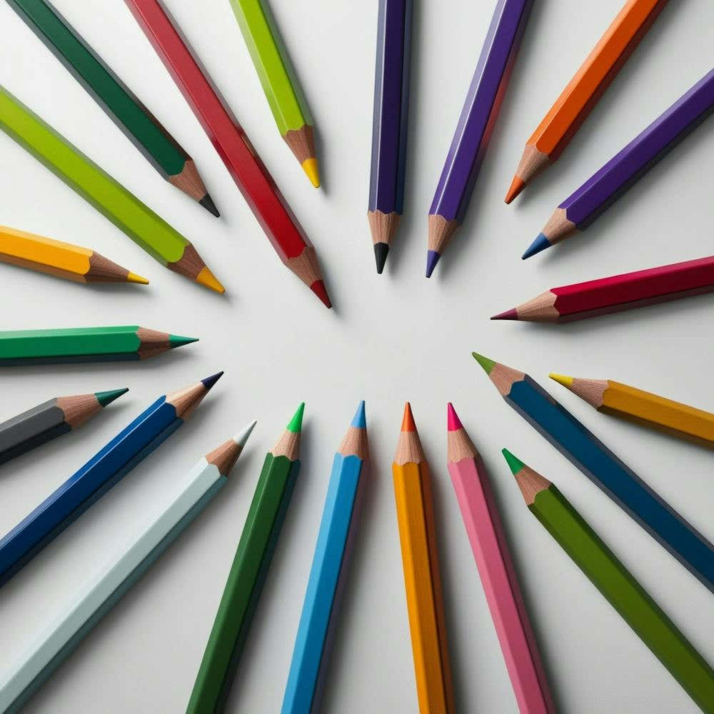 Colorful Pencils In A Circle
