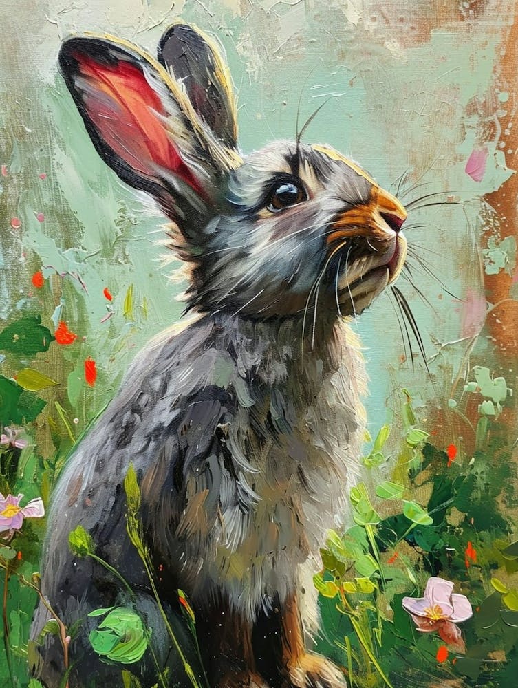 Silver Fox Rabbit Painting 1