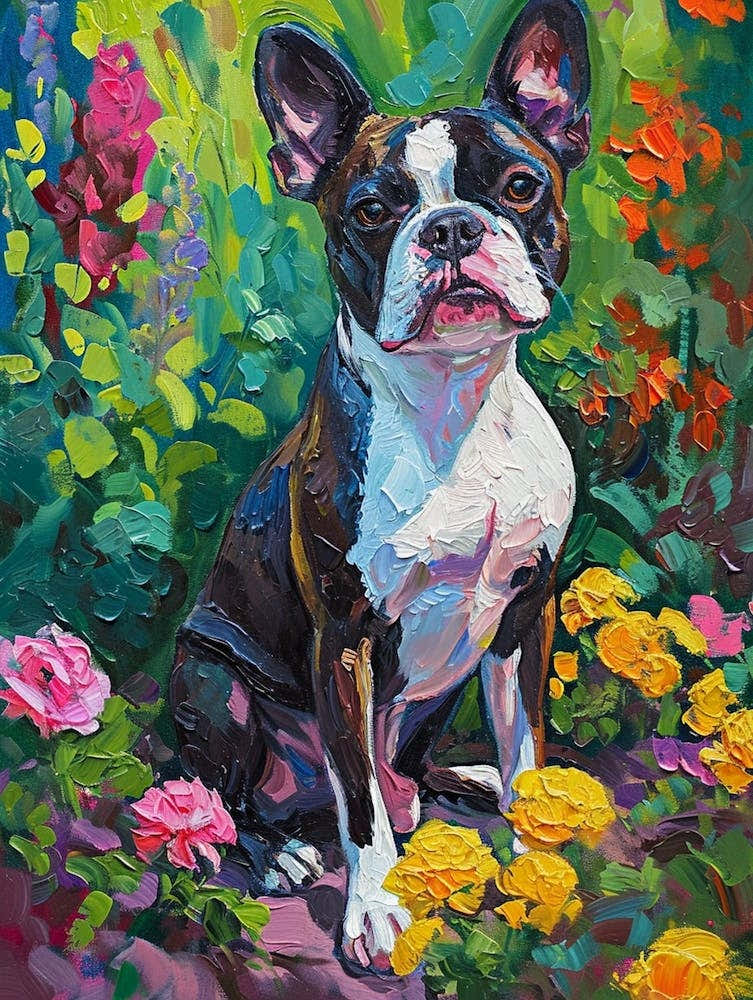 Boston Terrier Acrylic Painting 2