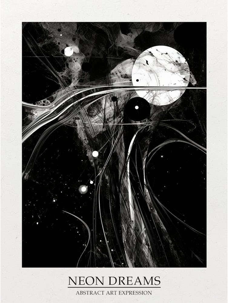 Neon Dreams Abstract Black And White 7 Poster