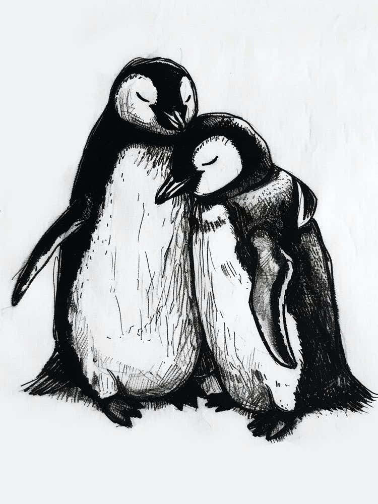 Emperor Penguin Snuggling With Their Mate 3