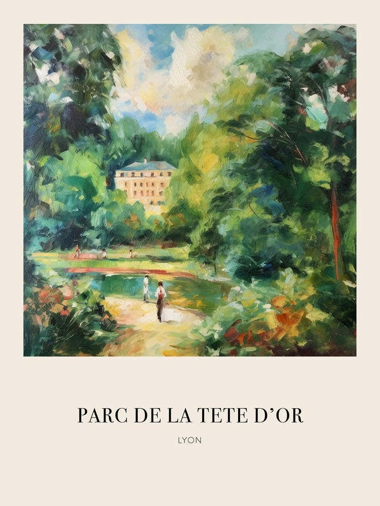 Parc De La Tete D Or Lyon France 3 Vintage Cezanne Inspired Poster