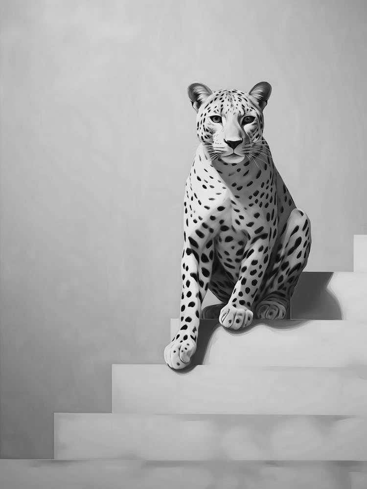 Leopard On Stairs