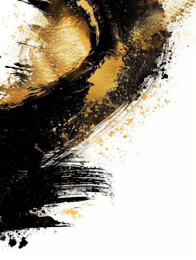 Gold And Black Abstract Painting 134