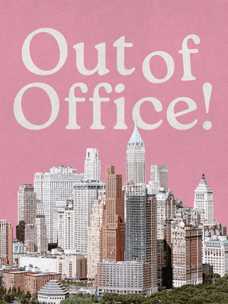 Out of Office Print | Girly Wall Art | New York City Skyline Wall Art | Office Decor | Pink Wall Art | Girly Preppy Trendy Office