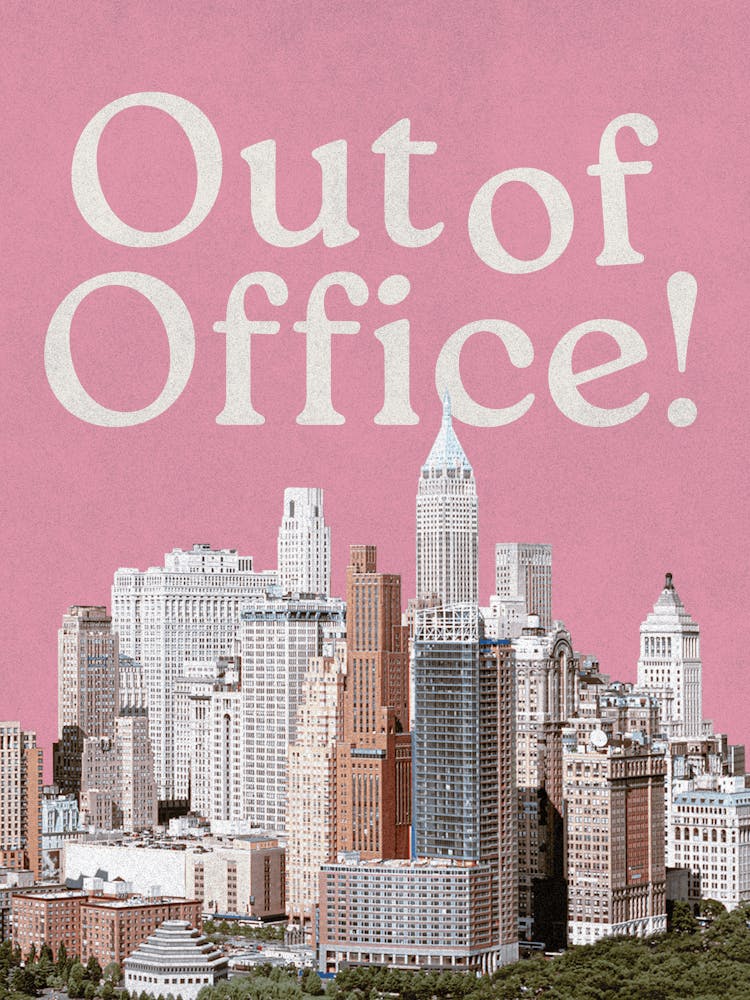Out of Office Print | Girly Wall Art | New York City Skyline Wall Art | Office Decor | Pink Wall Art | Girly Preppy Trendy Office