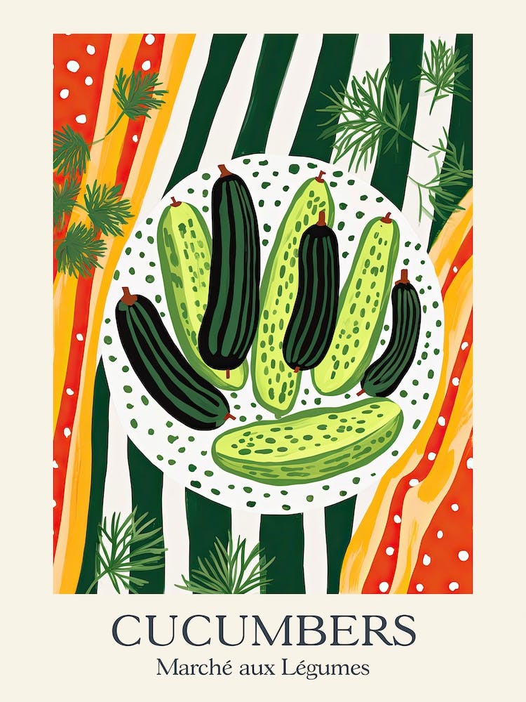 Marche Aux Legumes Cucumbers Summer Illustration 2