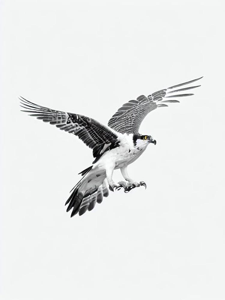 Osprey B&W Pencil Drawing 1 Bird