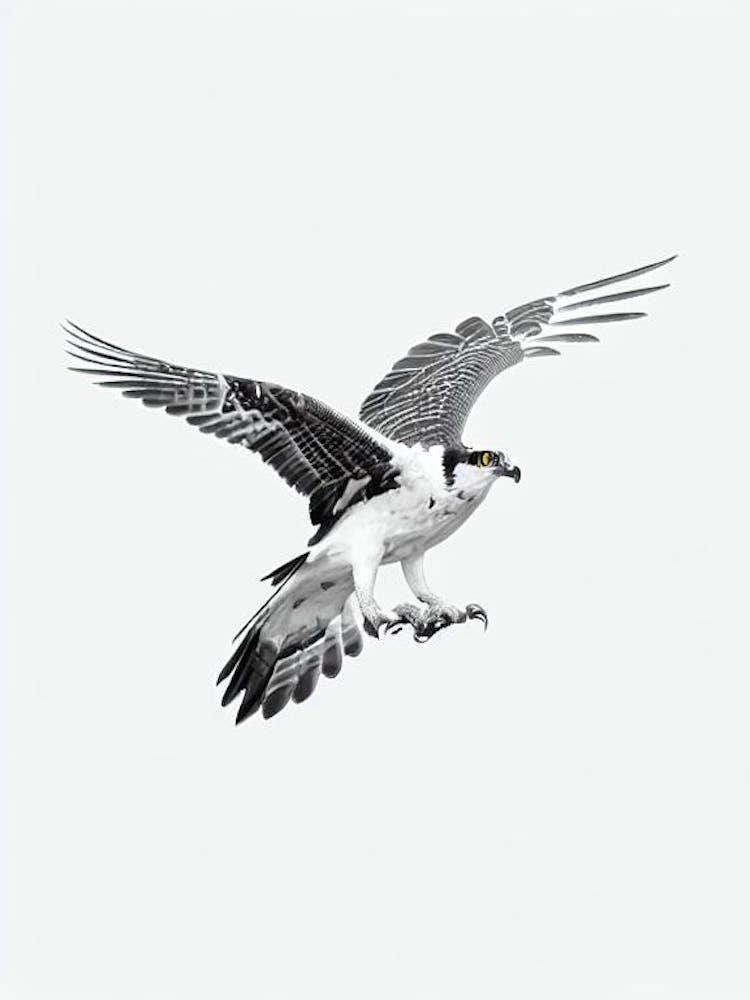 Osprey B&W Pencil Drawing 1 Bird