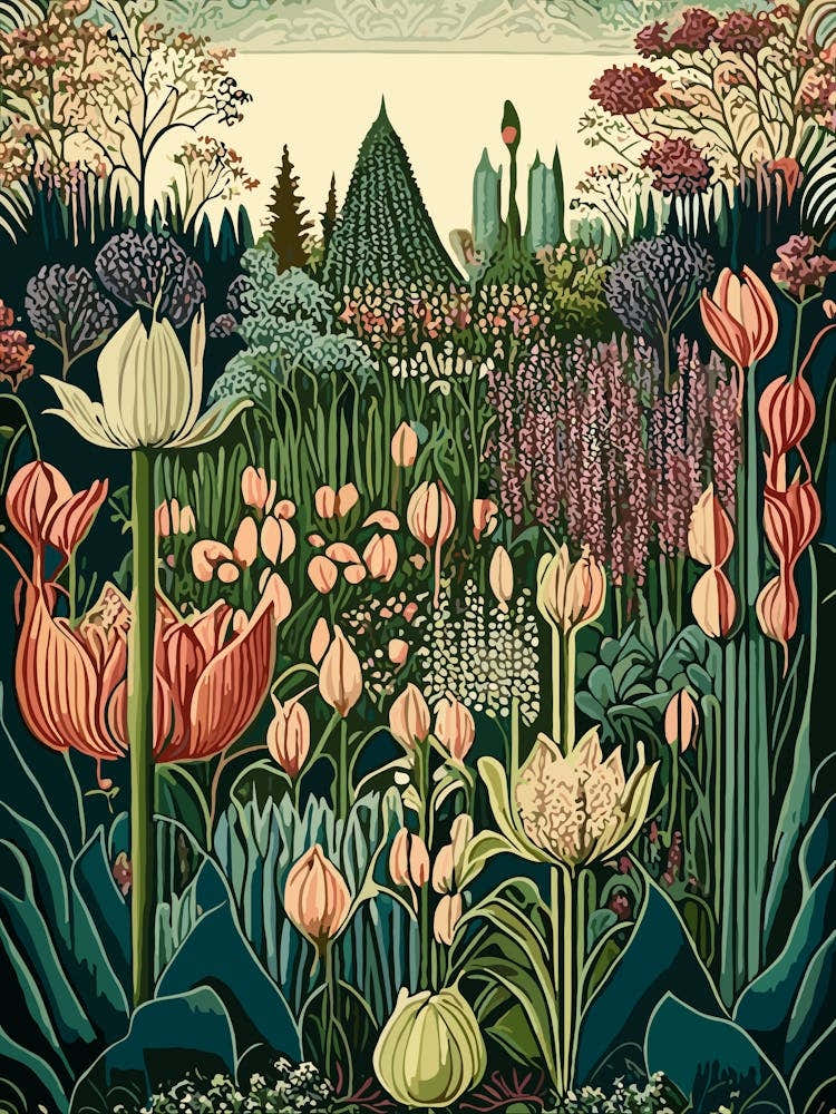 Keukenhof Gardens Netherlands Vintage Botanical